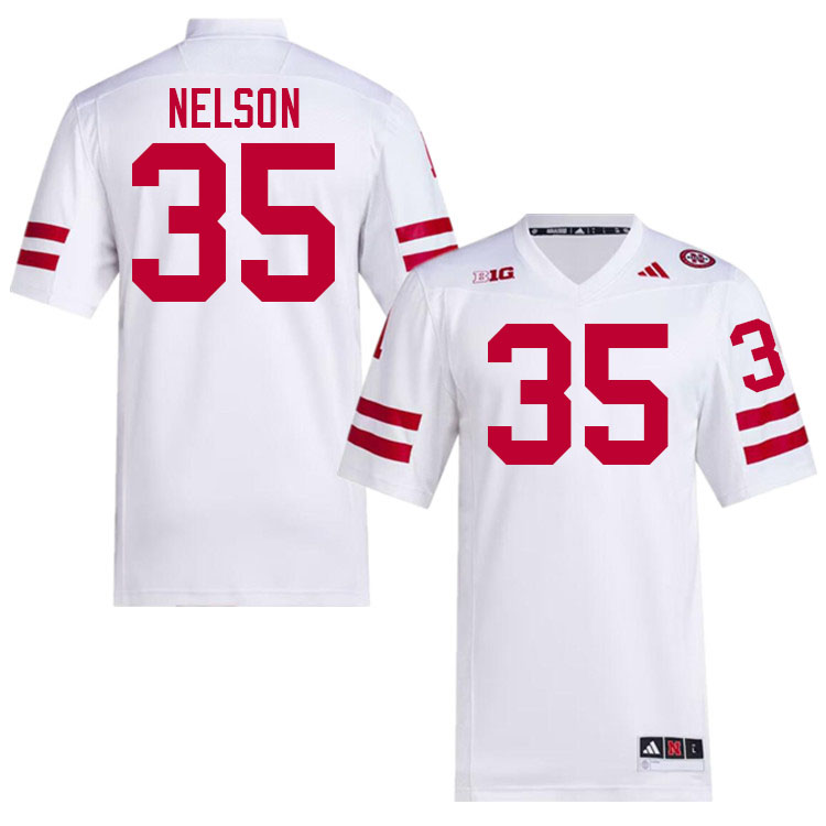 Men #35 Mekhi Nelson Nebraska Cornhuskers College Football Jerseys Stitched Sale-White